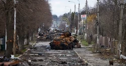 Devastation in Bucha, Ukraine.
