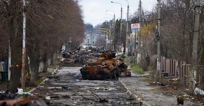 Devastation in Bucha, Ukraine.