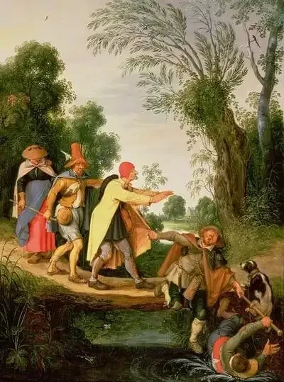 The Blind Leading the Blind by Sebastian Vrancx on Wikimedia