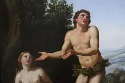 God rebuking Adam and Eve by -  from Museum of Grenoble - phot by Guillaume Piolle on Wikimedia