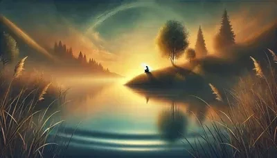 A solitary person sitting practicing by ChatGPT