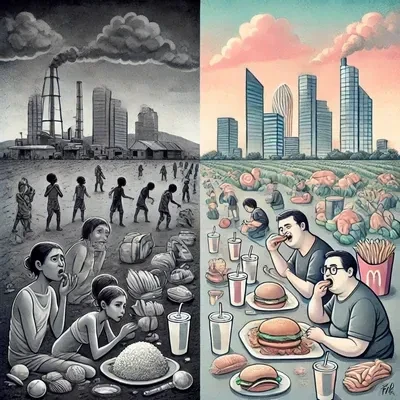 Imbalance: Hunger, Obesity, and Biodiversity Loss by ChatGPT