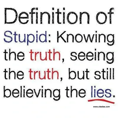 Definition of stupid : Knowing the truth, seeing the truth, but still believing the lies.by kaysha on flickr