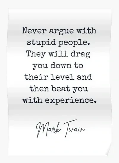 Never Argue With Stupid People - Mark Twain on Printerval 
